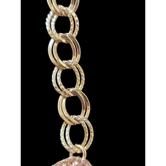 NWOT Gold/Mint/Peach Crystal Necklace/Earring Set - Picture 6 of 6